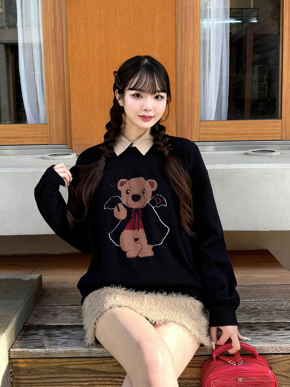 モデル：163cm（着用サイズ：FREE　着用カラー：BLK）