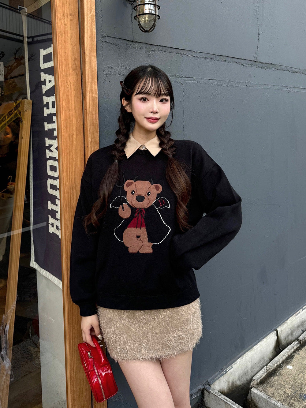 モデル：163cm（着用サイズ：FREE　着用カラー：BLK）