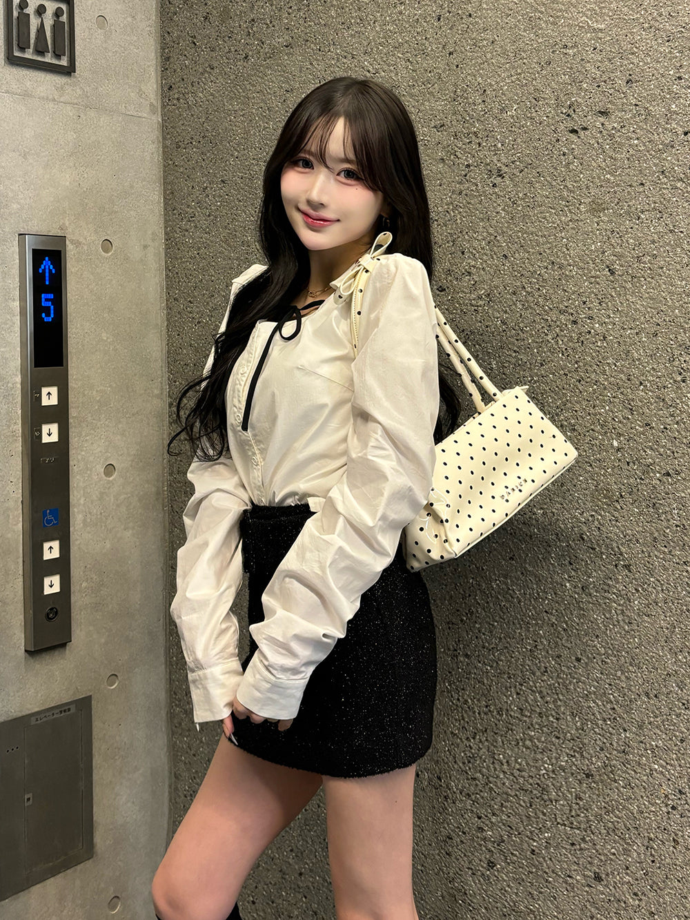 モデル：163cm（着用サイズ：FREE　着用カラー：WHT）