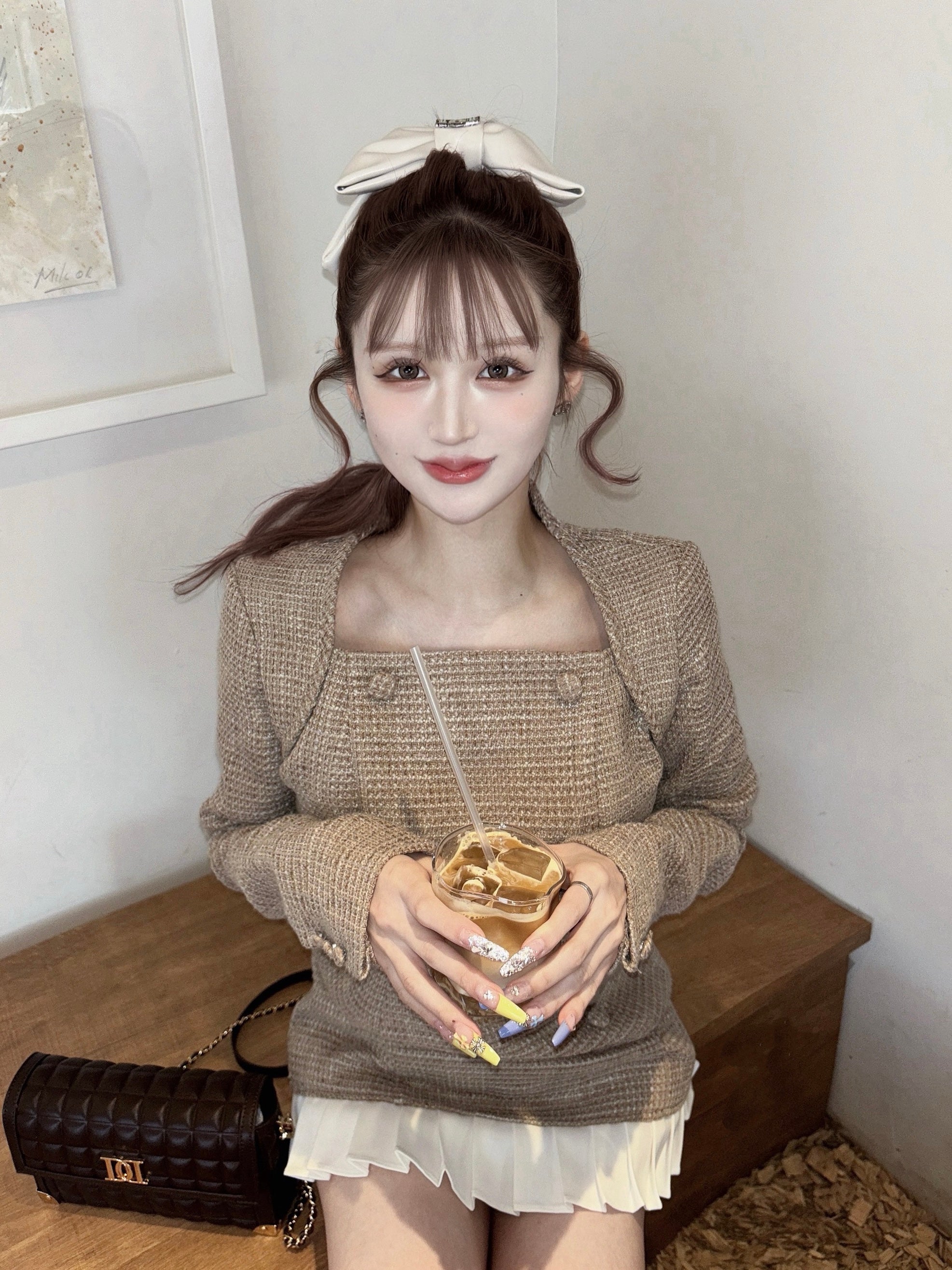 ダーリッチ Darich プリーツドッキングツイードミニワンピース ダーリッチ Darich プリーツドッキングツイードミニワンピース