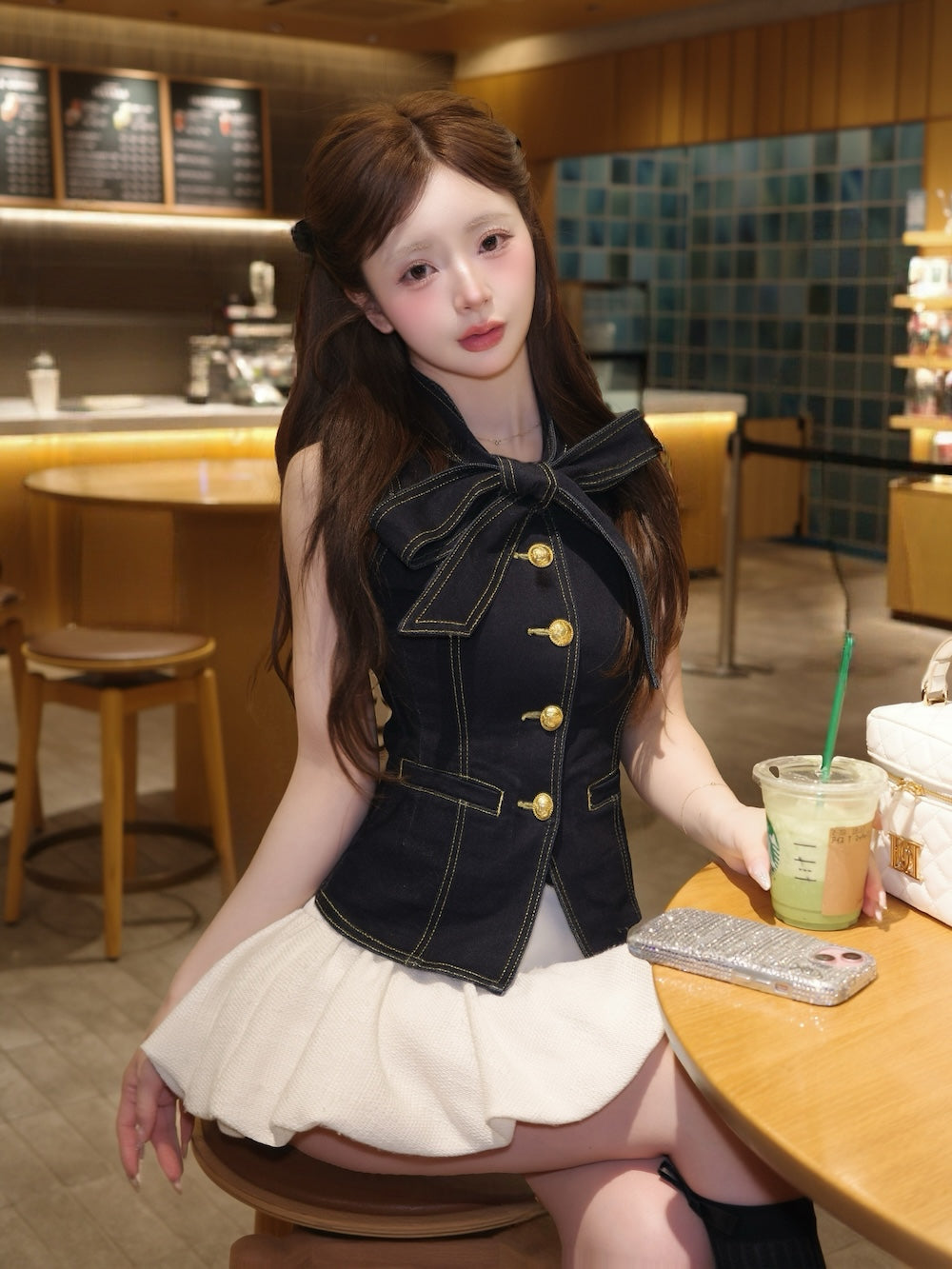 ダーリッチDDボタンリボンデニムトップス 新品 Darich（ダーリッチ） ベスト ジレ DDボタンリボンデニムトップス