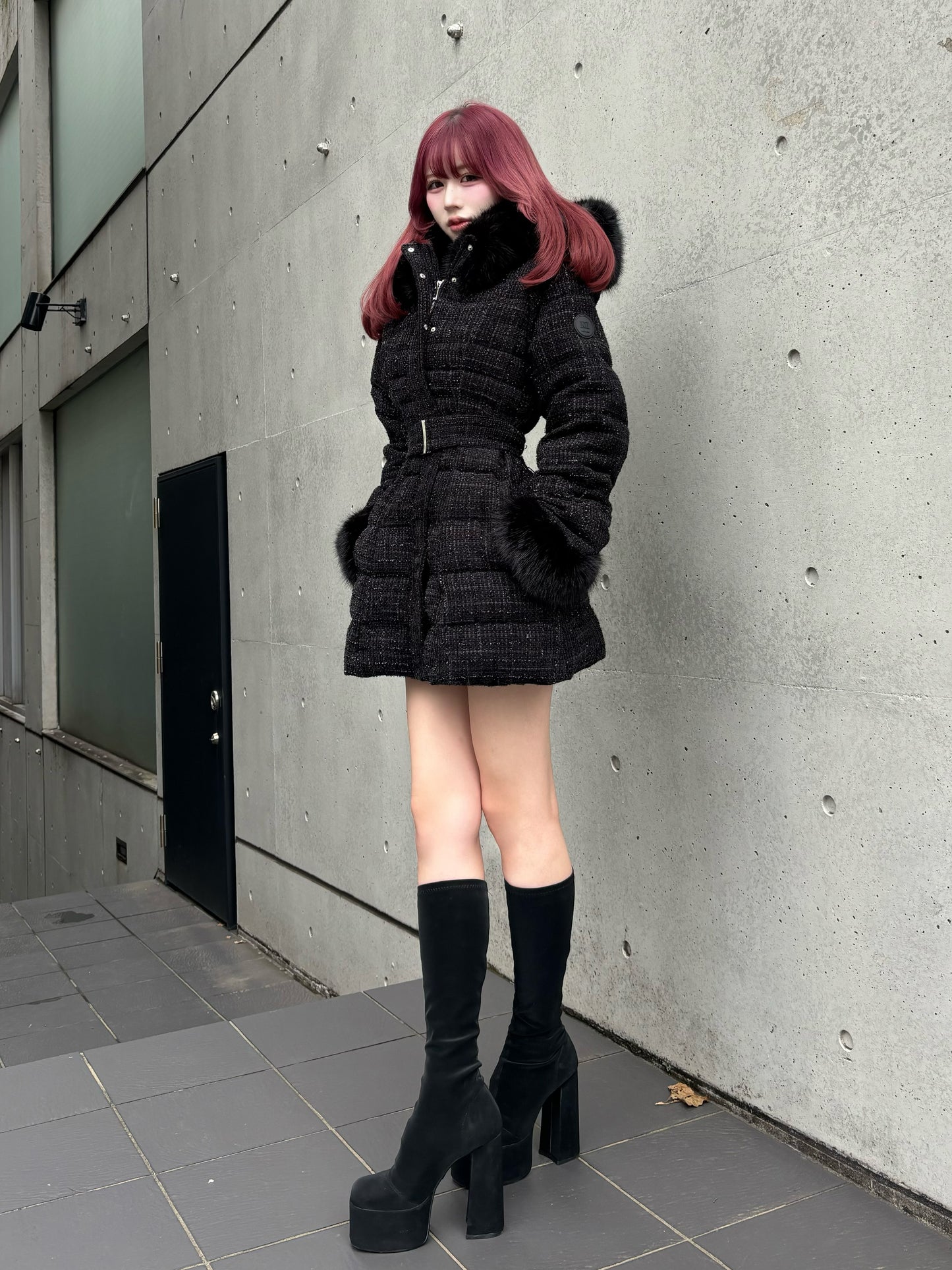 モデル：165cm（着用サイズ：S　着用カラー：BLK）