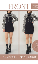 モデル：163cm（着用サイズ：FREE/F-L　着用カラー：BLK）