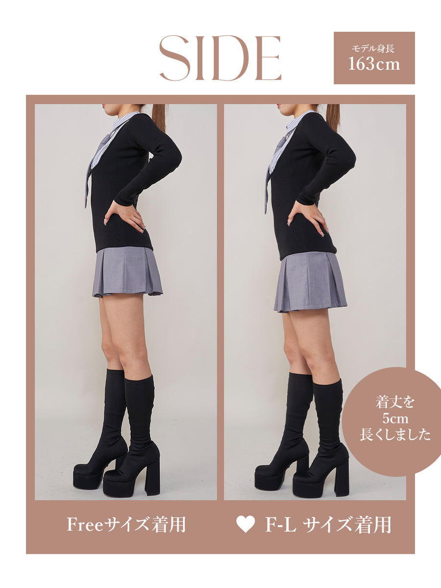 モデル：163cm（着用サイズ：FREE/F-L　着用カラー：BLK）