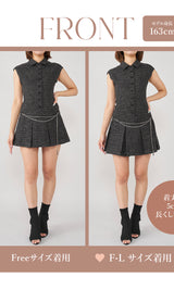 モデル：163cm（着用サイズ：FREE/F-L　着用カラー：BLK）