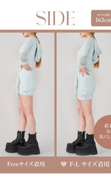 モデル：163cm（着用サイズ：FREE/F-L　着用カラー：SAX）