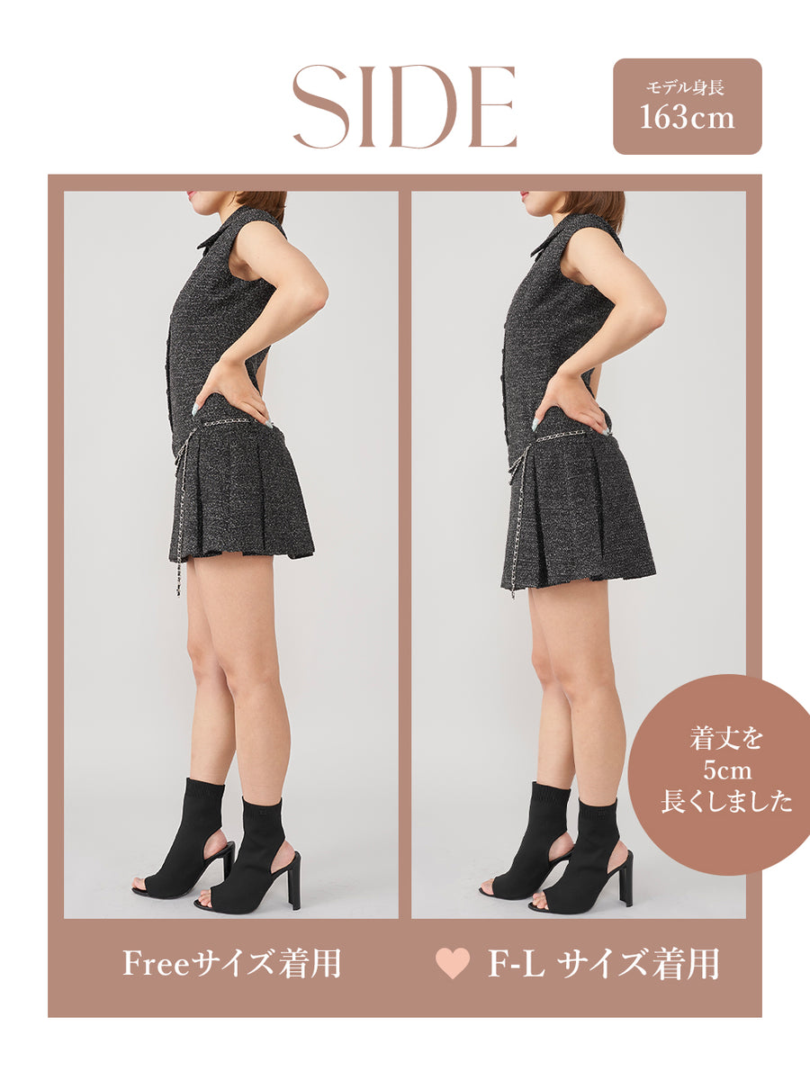モデル：163cm（着用サイズ：FREE/F-L　着用カラー：BLK）