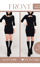 モデル：163cm（着用サイズ：FREE/F-L　着用カラー：BLK）