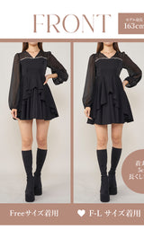 モデル：163cm（着用サイズ：FREE/F-L　着用カラー：BLK）