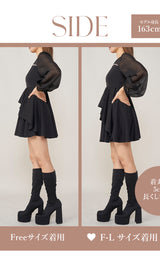 モデル：163cm（着用サイズ：FREE/F-L　着用カラー：BLK）