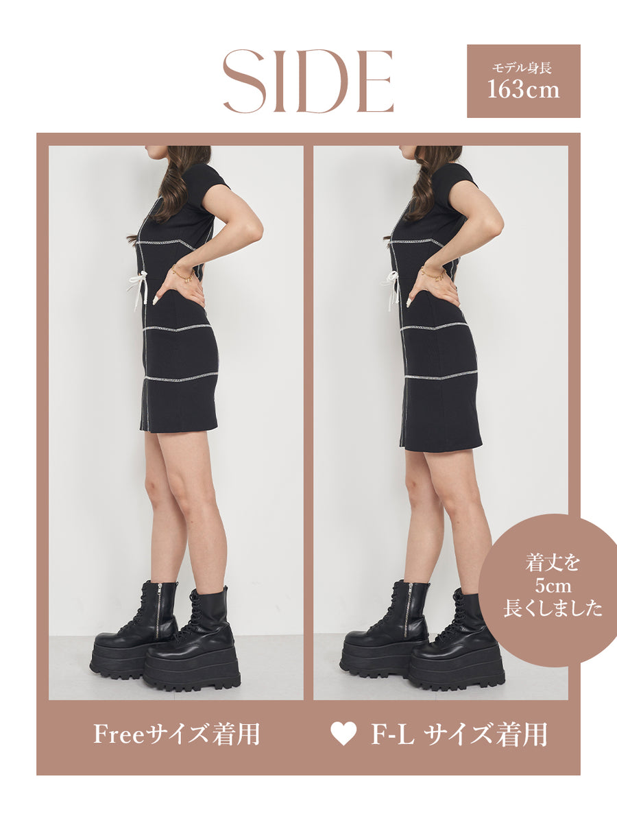 モデル：163cm（着用サイズ：FREE/F-L　着用カラー：BLK）