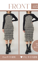 モデル：163cm（着用サイズ：FREE/F-L　着用カラー：BLK）