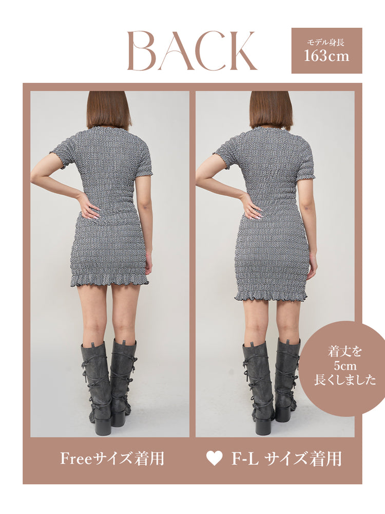 リボンシャーリングギンガムミニワンピース – Darich (ダーリッチ)