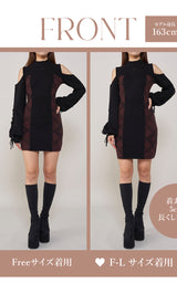 モデル：163cm（着用サイズ：FREE/F-L　着用カラー：BLK）