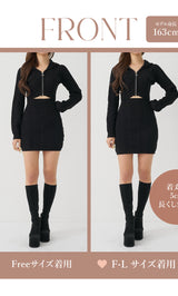 モデル：163cm（着用サイズ：FREE/F-L　着用カラー：BLK）