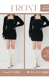 モデル：163cm（着用サイズ：FREE/F-L　着用カラー：BLK）