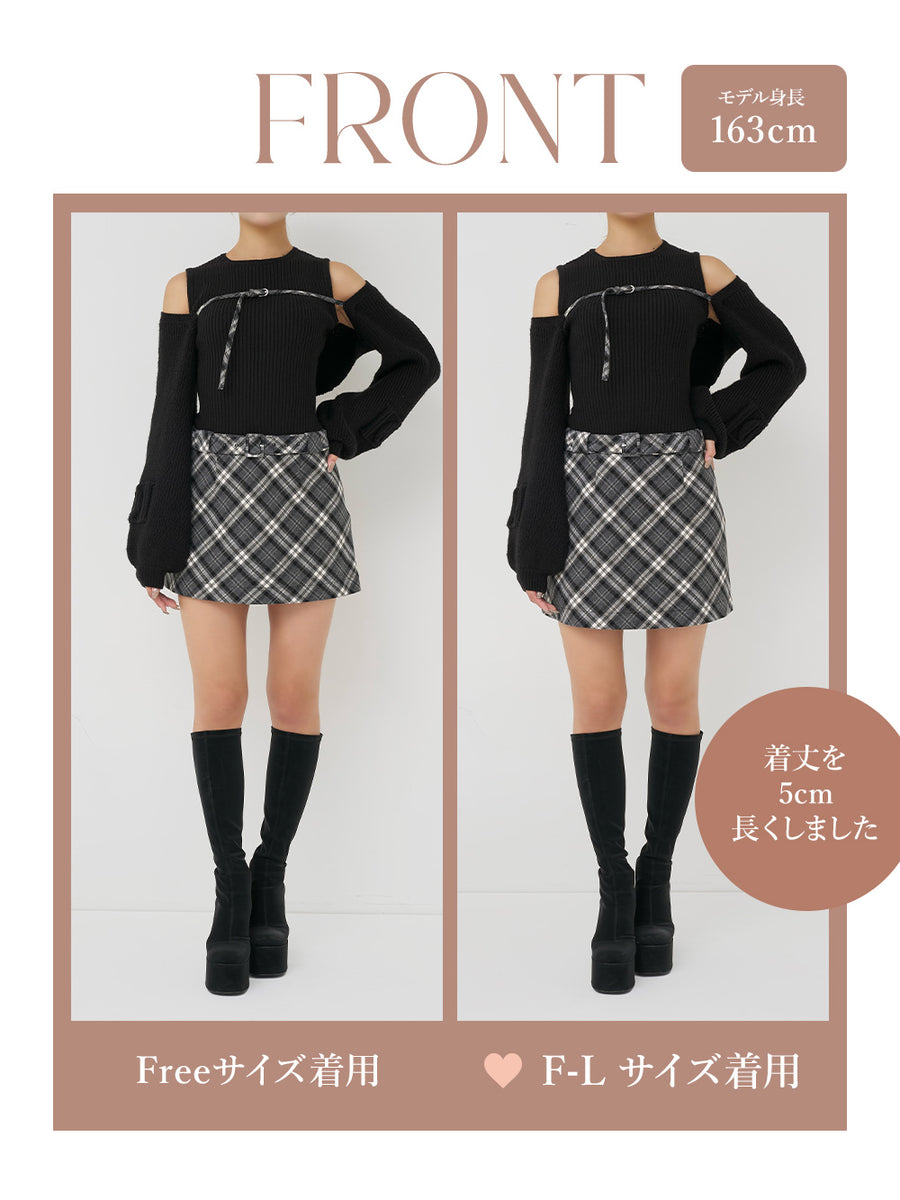 モデル：163cm（着用サイズ：FREE/F-L　着用カラー：BLK）