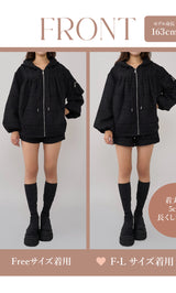 モデル：163cm（着用サイズ：FREE/F-L　着用カラー：BLK）
