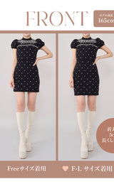 モデル：165cm（着用サイズ：FREE/F-L　着用カラー：BLK）