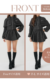 モデル：163cm（着用サイズ：FREE/F-L　着用カラー：BLK）