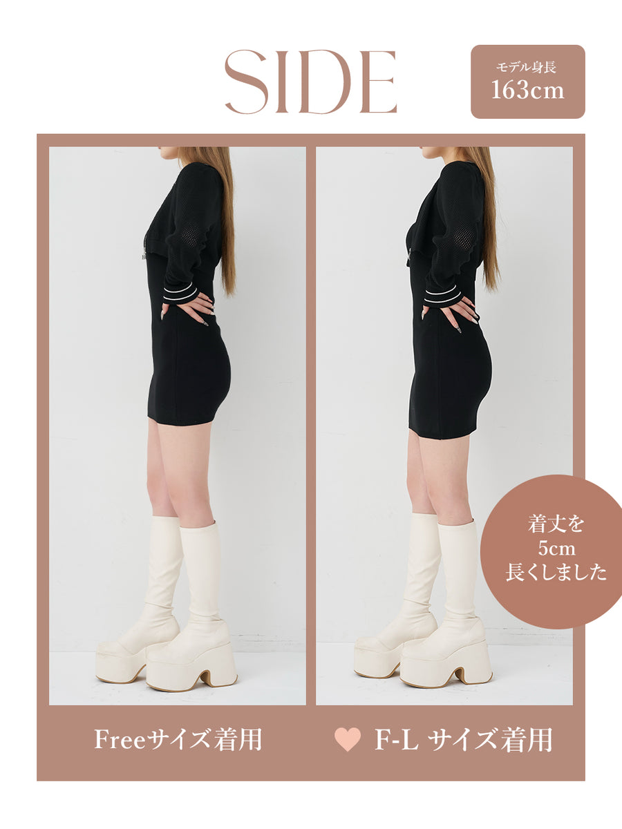 モデル：163cm（着用サイズ：FREE/F-L　着用カラー：BLK）