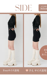 モデル：163cm（着用サイズ：FREE/F-L　着用カラー：BLK）