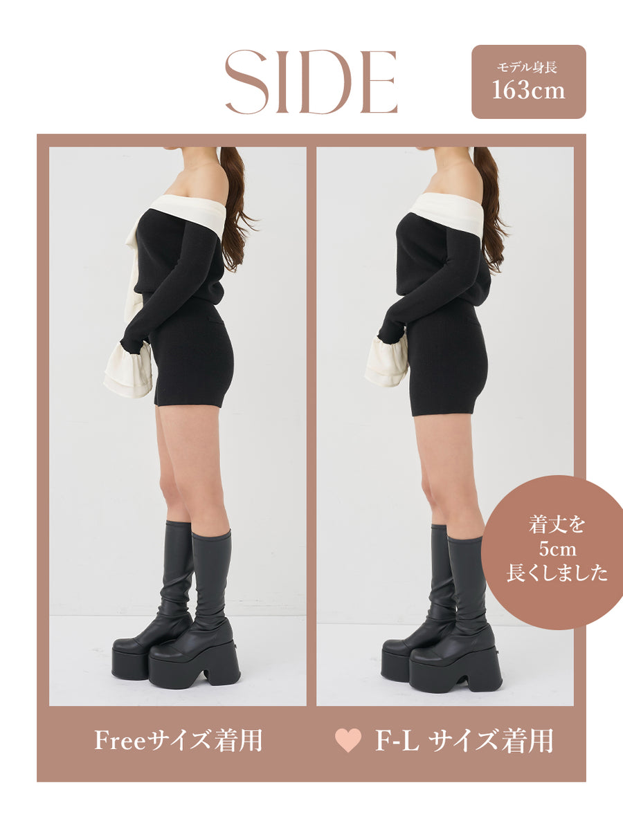 モデル：163cm（着用サイズ：FREE/F-L　着用カラー：BLK）