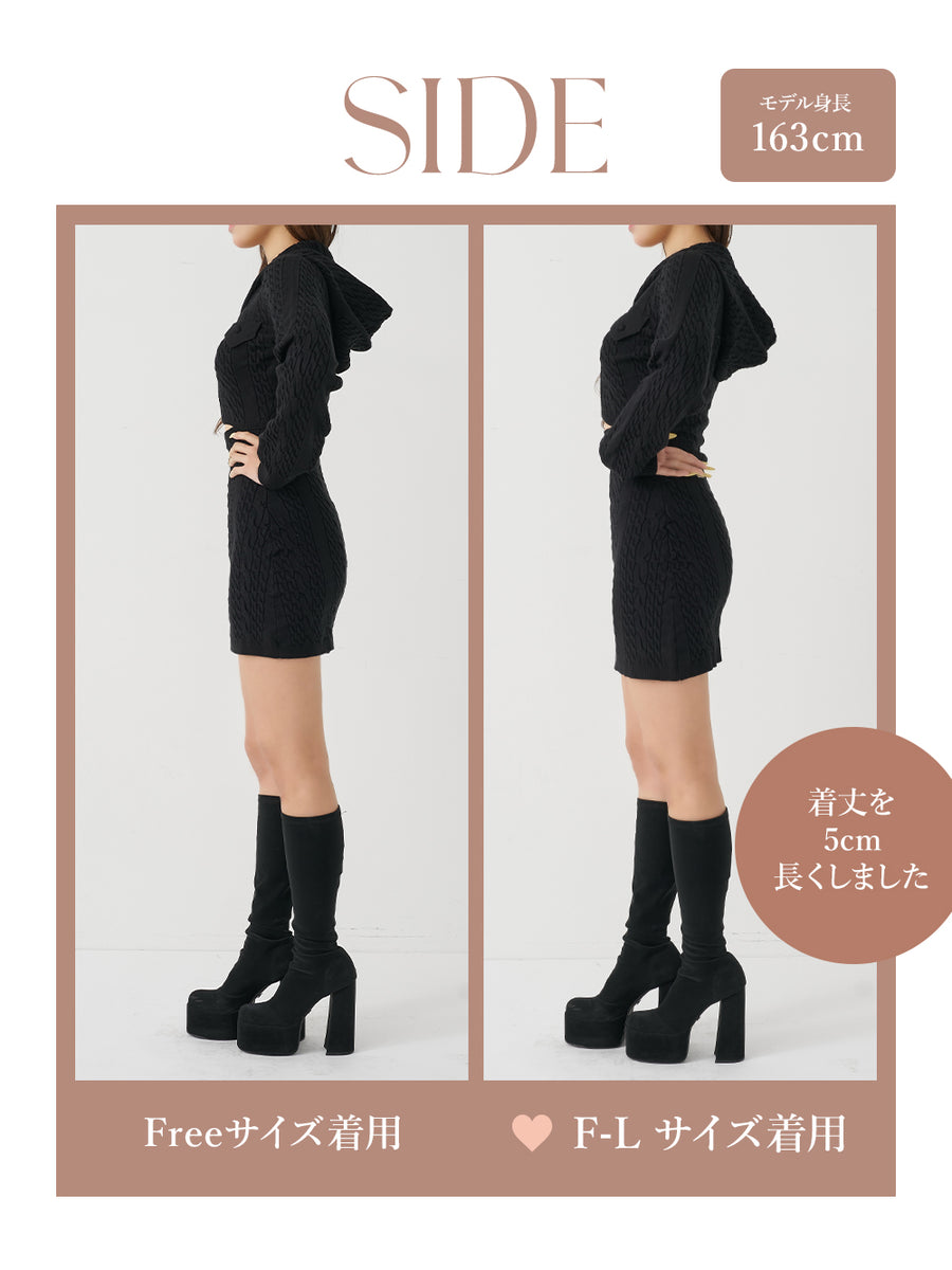 モデル：163cm（着用サイズ：FREE/F-L　着用カラー：BLK）
