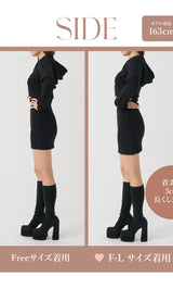 モデル：163cm（着用サイズ：FREE/F-L　着用カラー：BLK）
