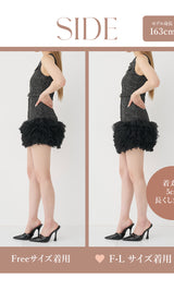 モデル：163cm（着用サイズ：FREE/F-L　着用カラー：BLK）