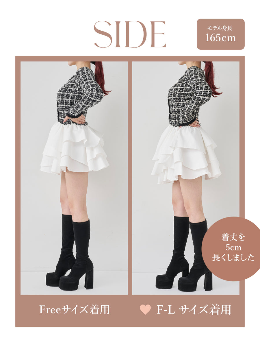 モデル：165cm（着用サイズ：FREE/F-L　着用カラー：BLK）