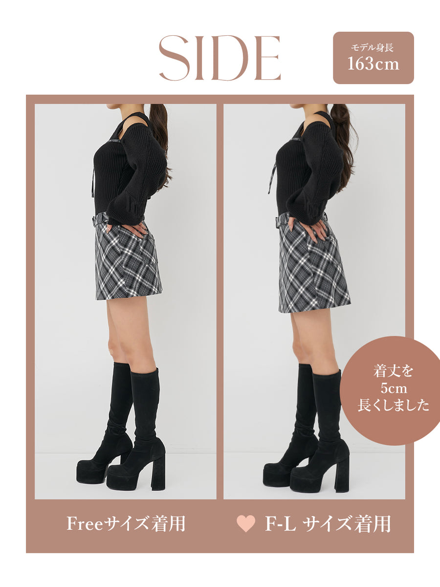 モデル：163cm（着用サイズ：FREE/F-L　着用カラー：BLK）