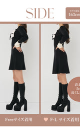 モデル：163cm（着用サイズ：FREE/F-L　着用カラー：BLK）