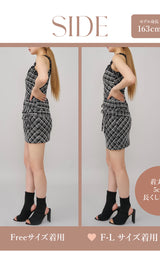 モデル：163cm（着用サイズ：FREE/F-L　着用カラー：BLK）