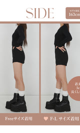 モデル：163cm（着用サイズ：FREE/F-L　着用カラー：BLK）