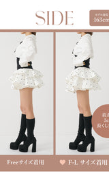モデル：163cm（着用サイズ：FREE/F-L　着用カラー：BLK）