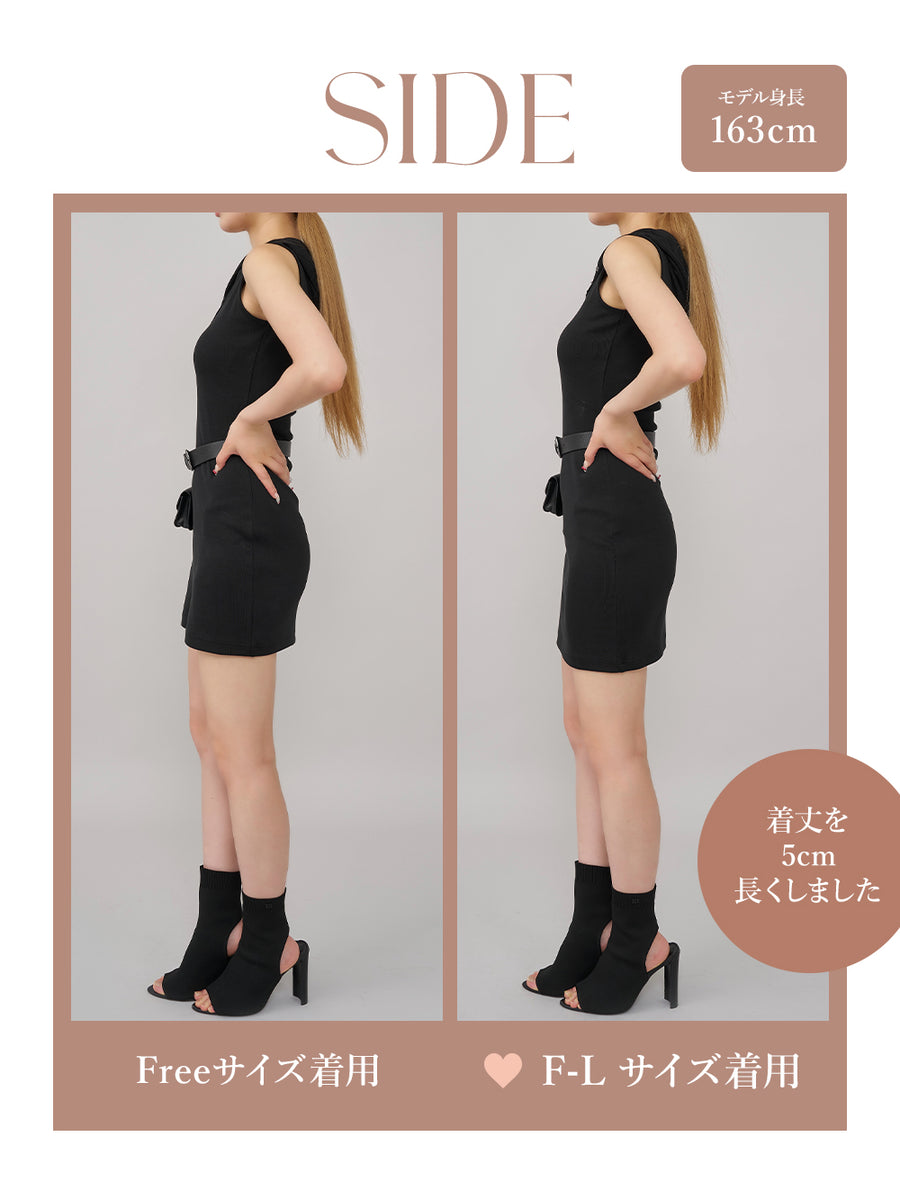 モデル：163cm（着用サイズ：FREE/F-L　着用カラー：BLK）