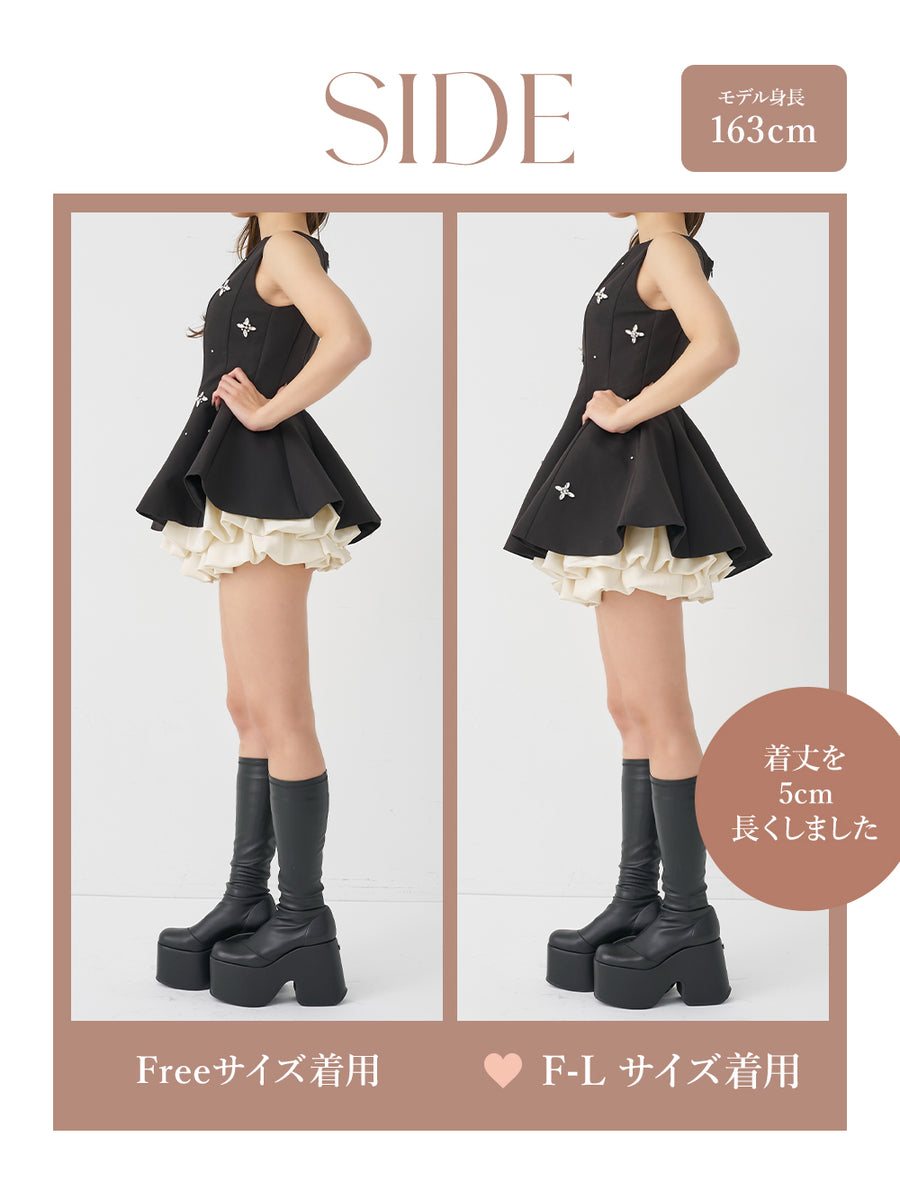 モデル：163cm（着用サイズ：FREE/F-L　着用カラー：BLK）