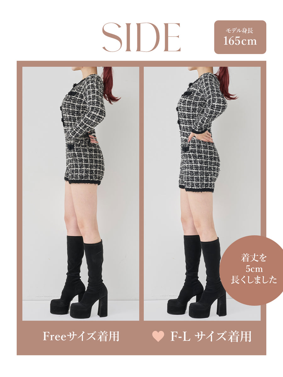 モデル：165cm（着用サイズ：FREE/F-L　着用カラー：BLK）