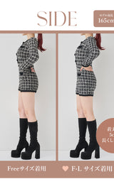 モデル：165cm（着用サイズ：FREE/F-L　着用カラー：BLK）