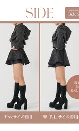 モデル：163cm（着用サイズ：FREE/F-L　着用カラー：BLK）