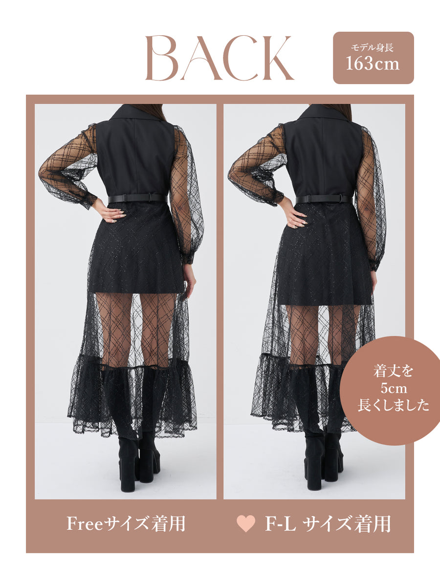 モデル：163cm（着用サイズ：FREE/F-L　着用カラー：BLK）