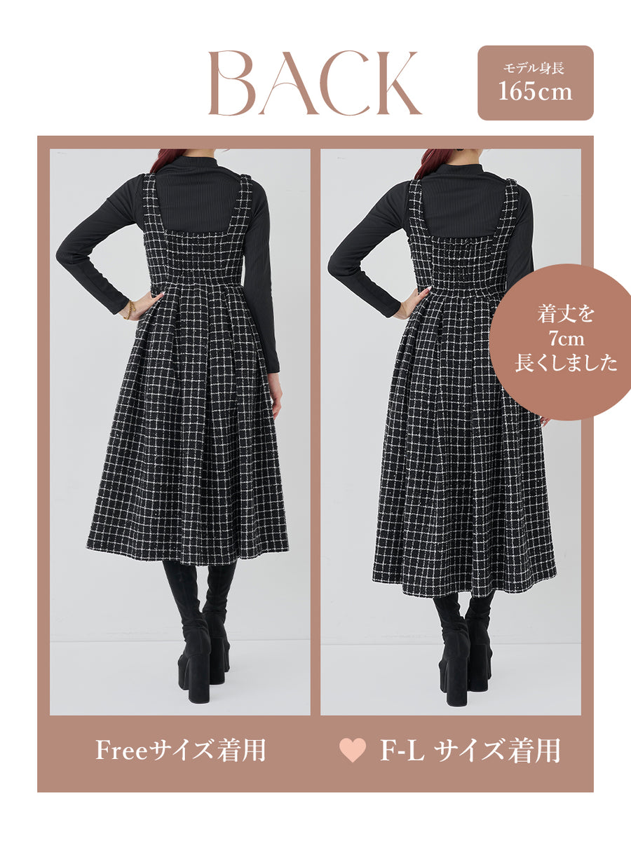 モデル：165cm（着用サイズ：FREE/F-L　着用カラー：BLK）