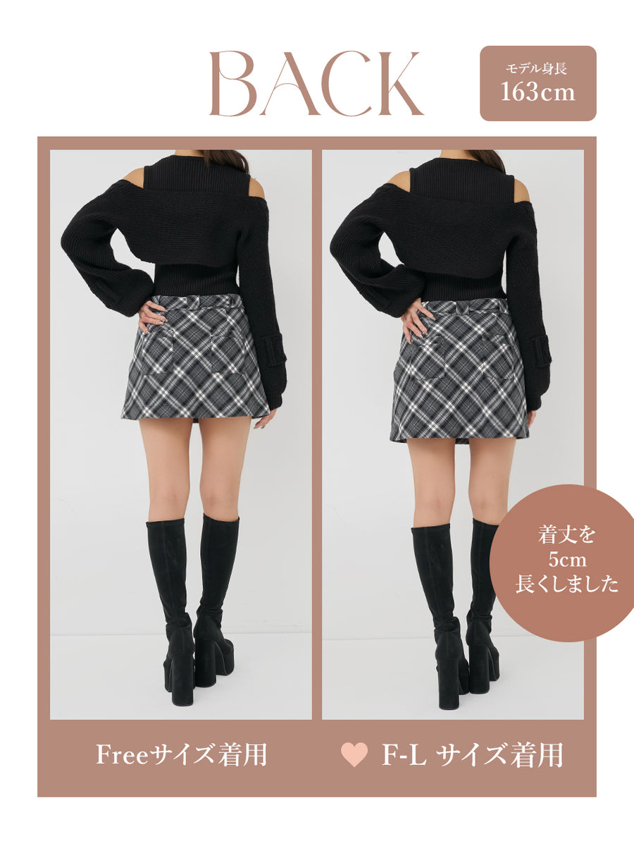 モデル：163cm（着用サイズ：FREE/F-L　着用カラー：BLK）