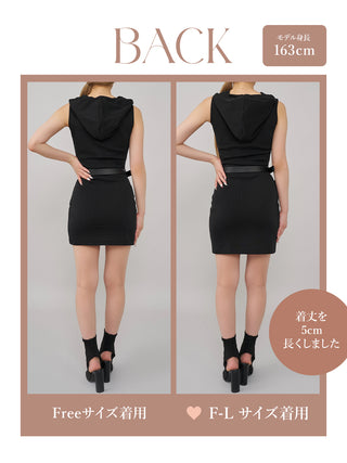 モデル：163cm（着用サイズ：FREE/F-L　着用カラー：BLK）
