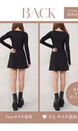 モデル：163cm（着用サイズ：FREE/F-L　着用カラー：BLK）