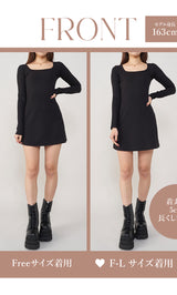モデル：163cm（着用サイズ：FREE/F-L　着用カラー：BLK）