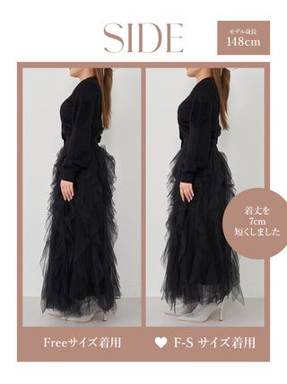 モデル：148cm（着用サイズ：F-S/FREE　着用カラー：BLK）