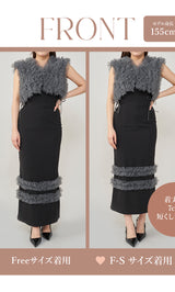 モデル：155cm（着用サイズ：F-S/FREE　着用カラー：BLK）