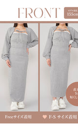 モデル：155cm（着用サイズ：F-S/FREE　着用カラー：GRY）